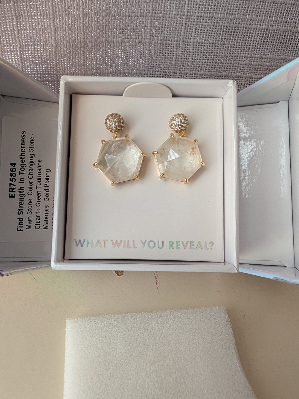 Bomb Party Color Changing Tourmaline Hexagon earrings - Mental Health Awareness